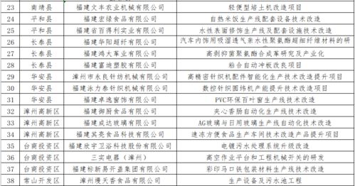 2020年度漳州市中小企业发展专项资金拟补助这38个项目